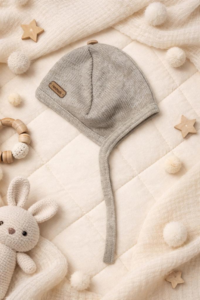 Baby Hat 34-36 Tied Covers the Ears Spring Autumn Light Beige