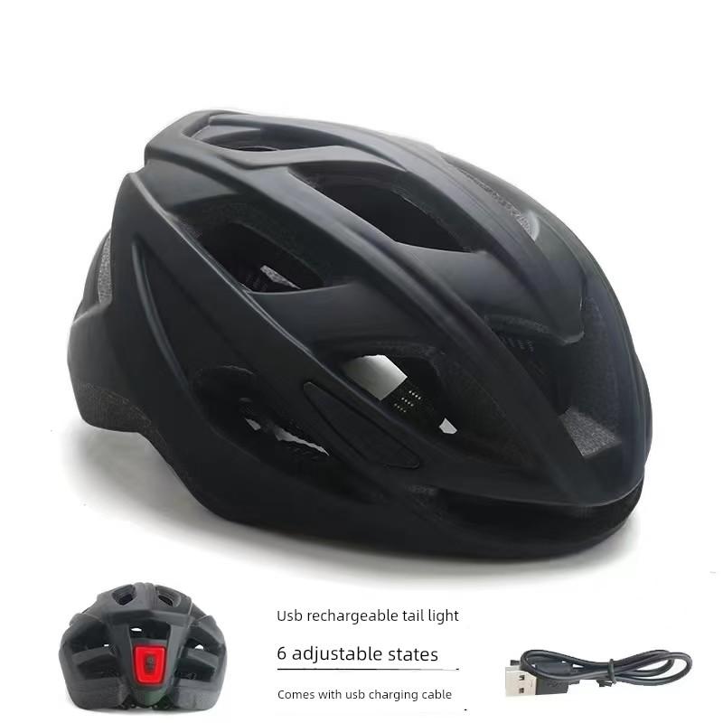 Men's Bicycle Helmet with Tail Light, Mountain Road Bike Safety Helmet, Cycling Helmet, Summer and Autumn One-Piece Design