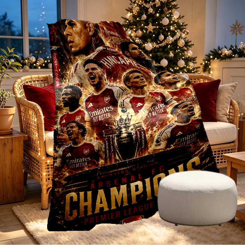 Coperta Stampata Arsenal F.C. - Morbida e Confortevole, per Camera da Letto, Viaggio, Divano, Decorazione Casa - Regalo di Compleanno Natale per Amico