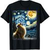 Zwergspitz Hund Hundekunst Van Gogh Sternennacht Zwergspitz T-Shirt für Herren Damen Kinder