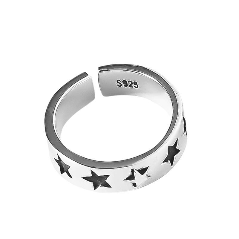 Star Vintage Trendy Ring Crafted From 925 Silver With A Distressed Look For Couples
