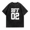 BFF 02 Best Friends Matching tee Bestie Friendship Day T Shirt vintage Washed Breathable Stylish graphic Casual homme