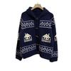 Korean Style Knit Horn-Button Jacquard Sweater Coat - Women's Retro Loose Cardigan for Autumn/Winter