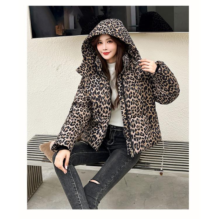 Make A Statement This Winter with Our Bold Leopard Print Loose-Fit Hooded Jacket for Women