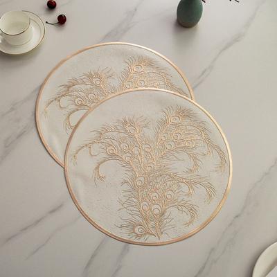 Placemat עגול עמיד בחום זהב PVC מחצלת הגנה לשולחן אנטי-השרפה מבודדים מבודדים לשולחן אוכל ביתי מטבח חתונה
