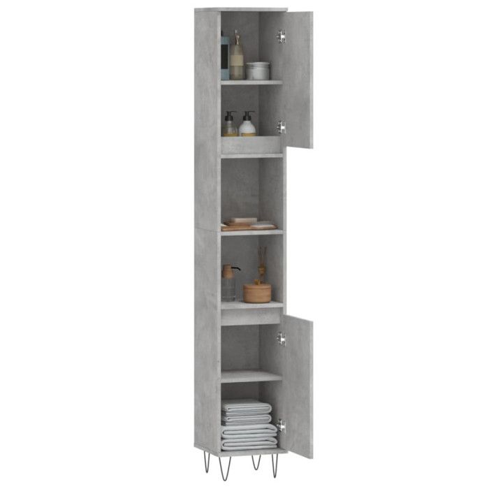 VidaXL Armoire de salle de bain gris béton 30x30x190 cm 831536