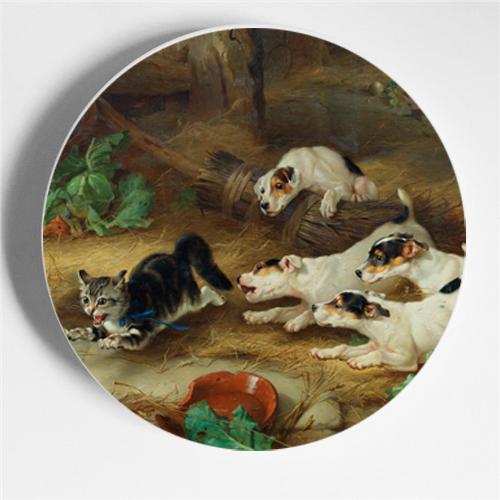 Walter Hunt Fratelli Pittura Arte Piatto Edgar Hunt Animale Cane Gatto Pecora Cavallo Piatto Decorativo Piatto da Appendere Arte Sfondo