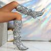 Fashion Women's Fashion Slim Heel Single Boots Fall New Pointed Head Snake Fold Sleeve Temperament Long Pile Boots