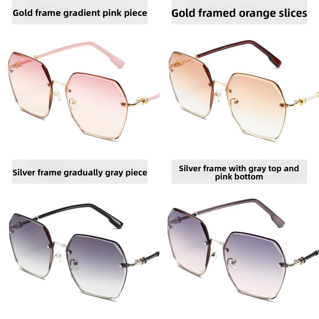 Summer Geometric Metal Frame Mirrored Sunglasses With Uv400 Protection For Ladies And Men
