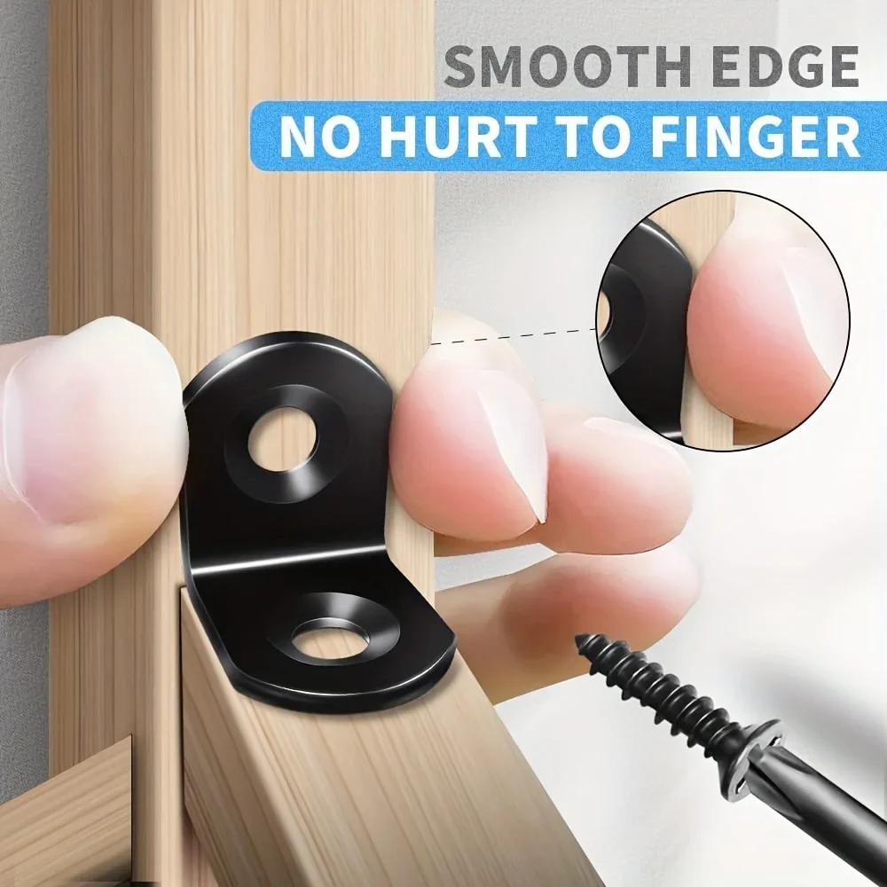 36pcs/Box Black L-shaped right Angle Support Accessories with screws Heavy duty connection Angle connector Wardrobe fixed