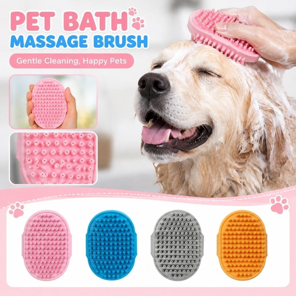 Pet Bath Brush, Massage Grooming Tool for Dogs Cats, Soft Shower