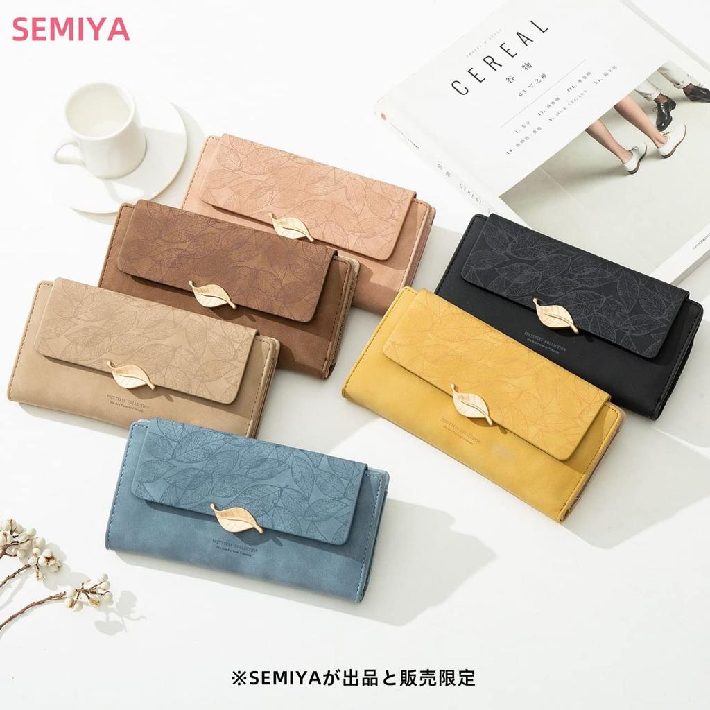 SEMIYA Women's Tri-fold Long Wallet with Coin Purse, Card and Bill Storage, Large Capacity (Yellow)