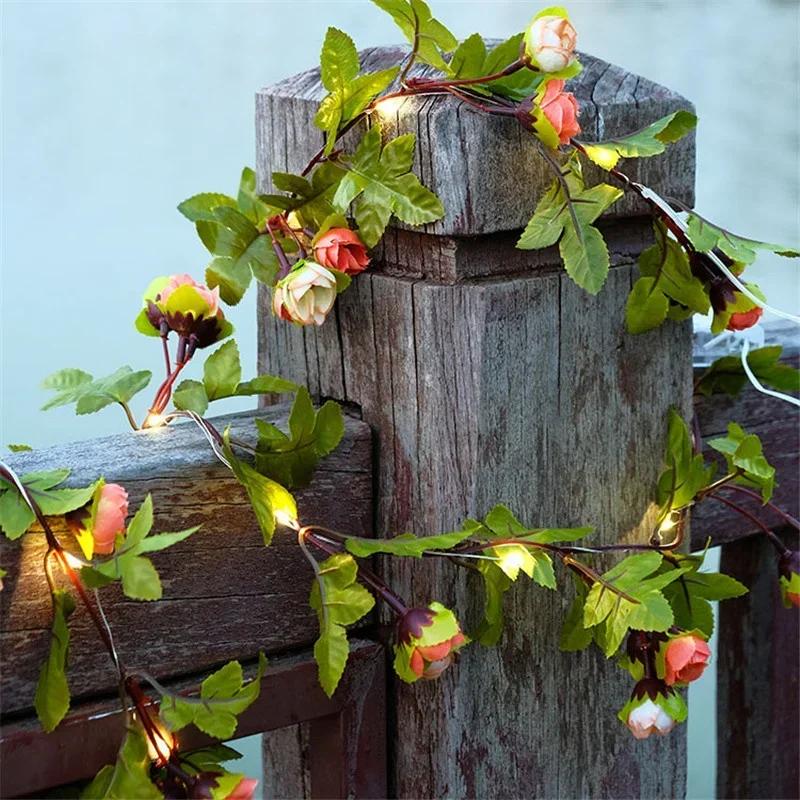 2–10 m künstliche grüne Efeublätter mit LED-Lichterkette für Zuhause, Schlafzimmer, Dekoration, Hochzeit, leuchtende künstliche Pflanzengirlande, Heimdekoration