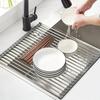 Foldable Stainless Steel Dish Drying Rack for Over-Sink Use