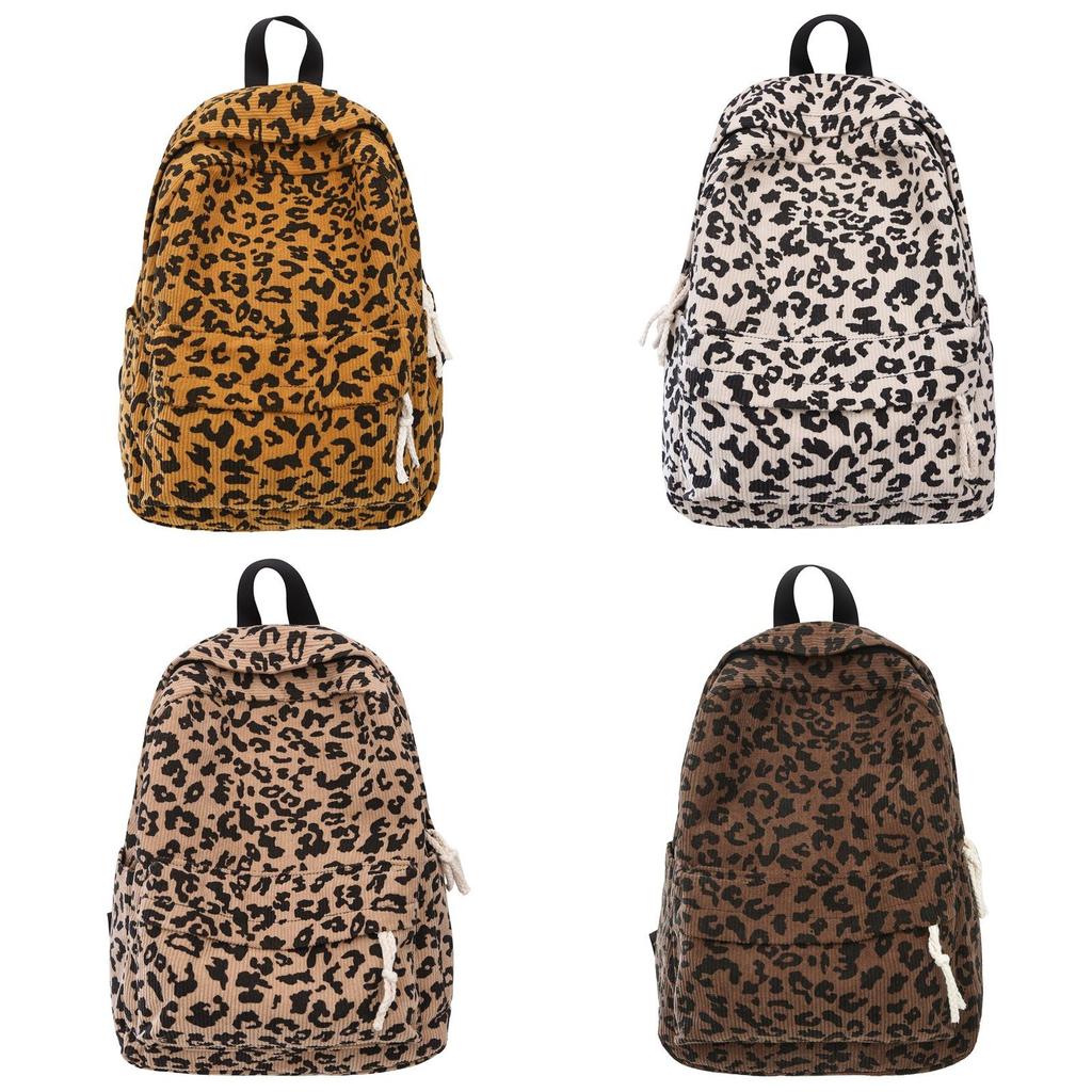 Urban Style Leopard Print Soft Backpack With Zipper Closure For Student And Travel
