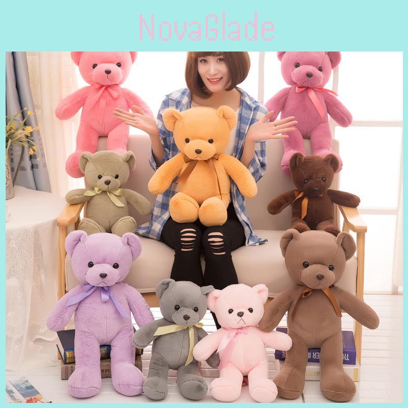 Entzückender Bunter Teddybär Plüschtier mit Weichem Kurzem Fell für Kinder und Mädchen