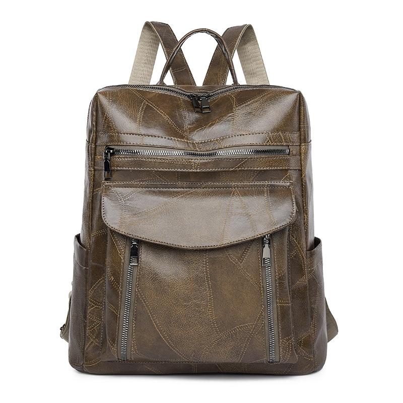 

Жіночий шкіряний рюкзак для подорожей на природі кавовий