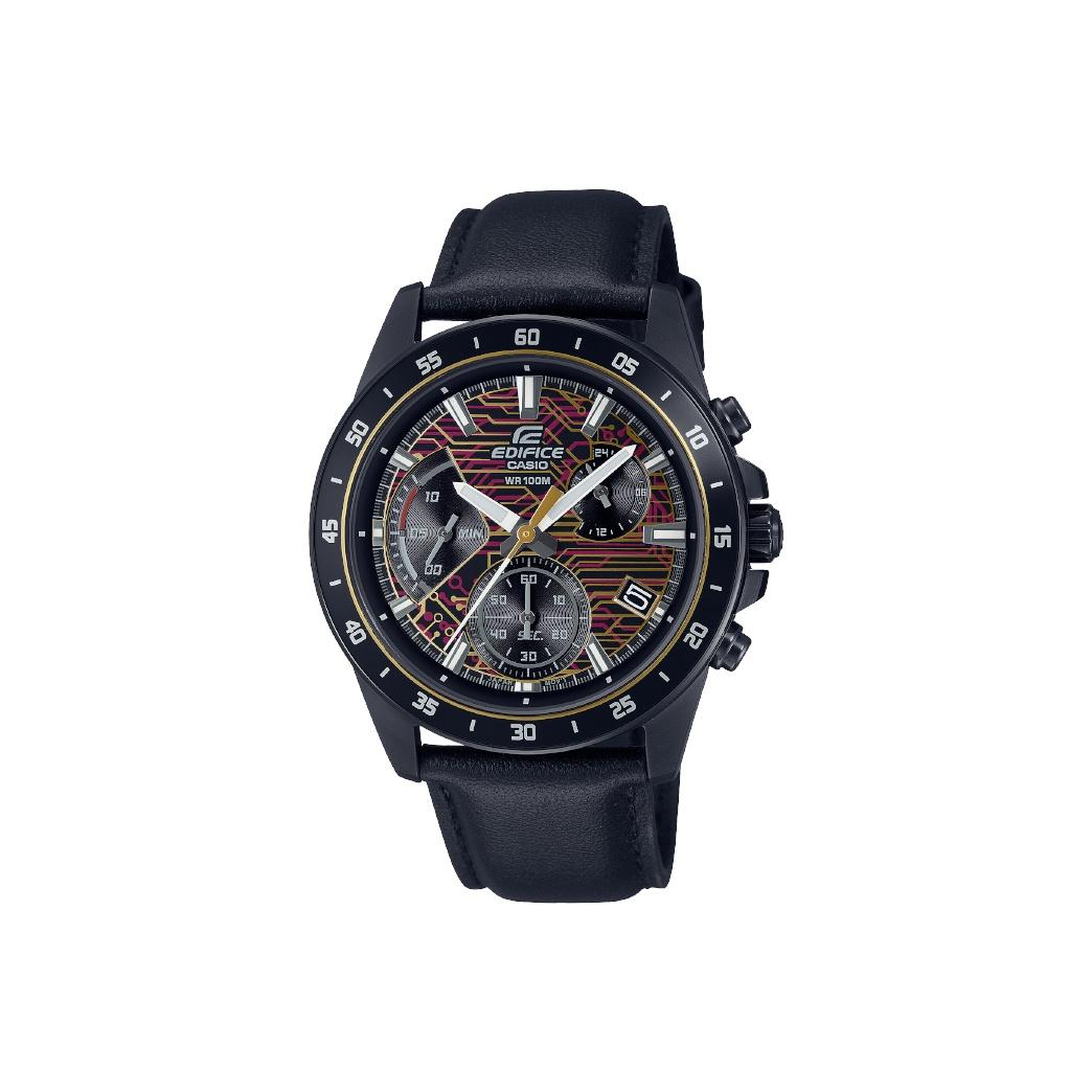 CASIO EDIFICE Quartz Movement Genuine Leather Strap Watch Men s Watches Black Dial EFV-540CL-1AVUPR EFV-540CL-1AVUPR