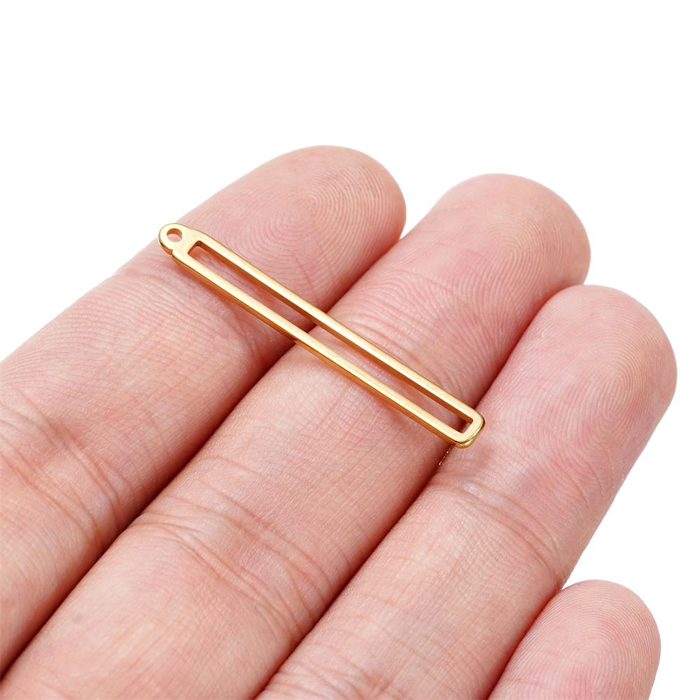 5/10Pcs 4*34.5mm Stainless Steel Hollow Rectangle Frame Charms Pendants for Earrings Necklace DIY Jewelry Making Wholesale