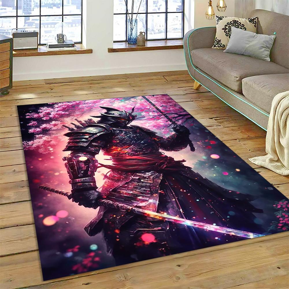 2025 New 3D Japanese Samurai Bushido Katana Cartoon Carpet Rug for Living Room Bedroom Home Sofa Decoration,Non-slip Floor Mat