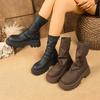 Thick-soled Martin Boots Women's 2025 New Elastic Thin Boots Versatile Thin Pleated Stacking Boots Cigarette Tube Women's Boots