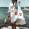 Fashion Women Floral Print Long Sleeves Buttons Cardigan Loose Shirt Dress