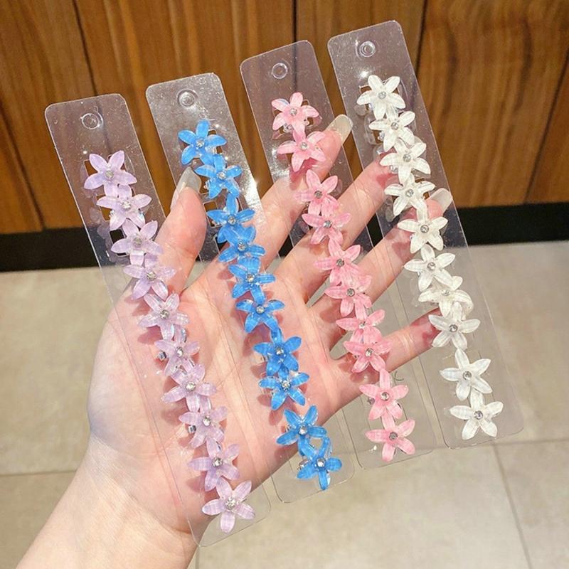 10Pcs/set Flower Hair Clips Rhinestones Girl Hair Claws Kids Fashion Hairpins Sweet Headwear Hair Accessories