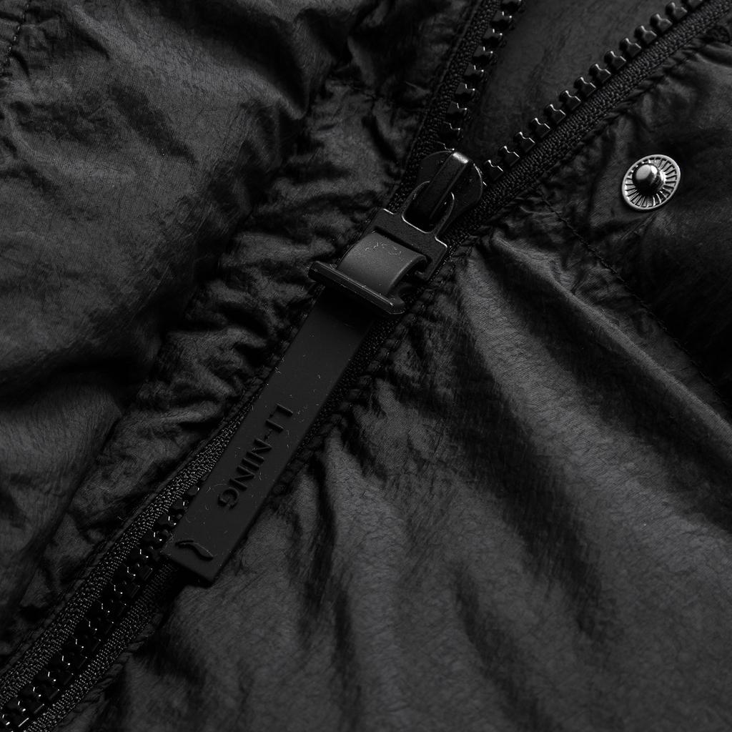 Li Ning Loose Fit Solid Color Casual Zip Short Winter Down Jacket Women Jackets Black AYMU086-5