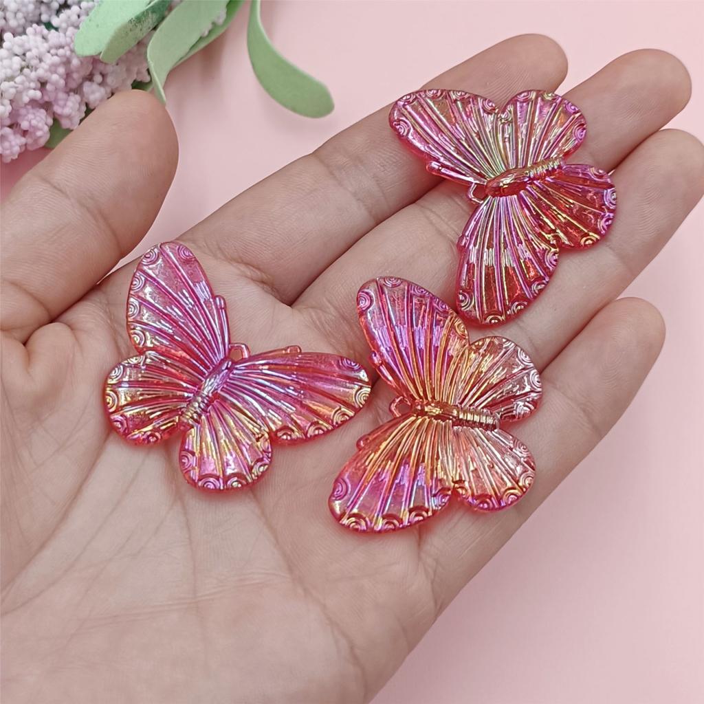 30Pcs 40*30mm Laser Color Single Hole Butterfly Pendant Creative AB Color Beads DIY Accessories for Jewelry Making