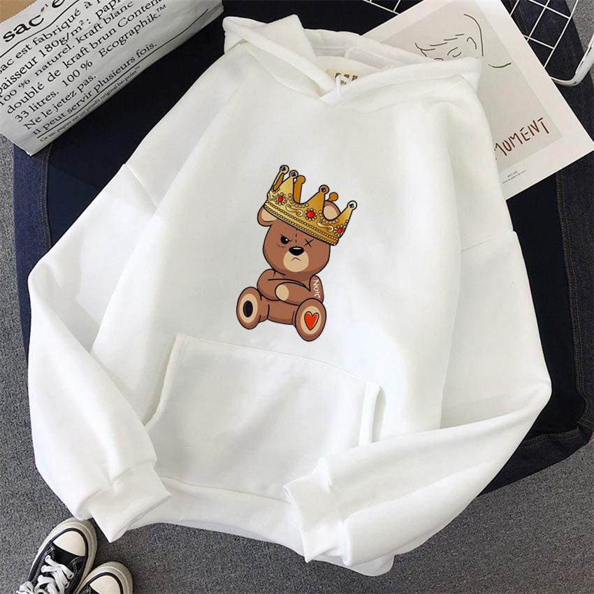 Fashion Cartoon Women's Hoodie Teddy Bear Print Hoodies Women Streetwear Pullover Harajuku Unisex Sweatshirt Oversized Clothes
