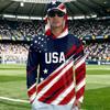 Men's Long Sleeve Soccer Print Quick Dry T-Shirt with Sun for Summer