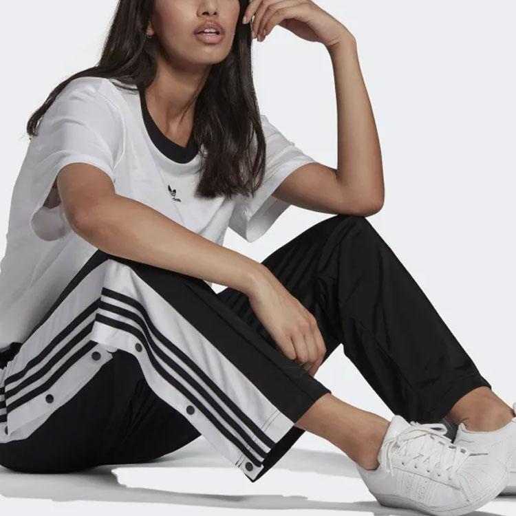 Adidas Originals Trefoil Side Button Spliced Straight Leg Track Pants Japanese Edition Women Bottoms Black GN2807