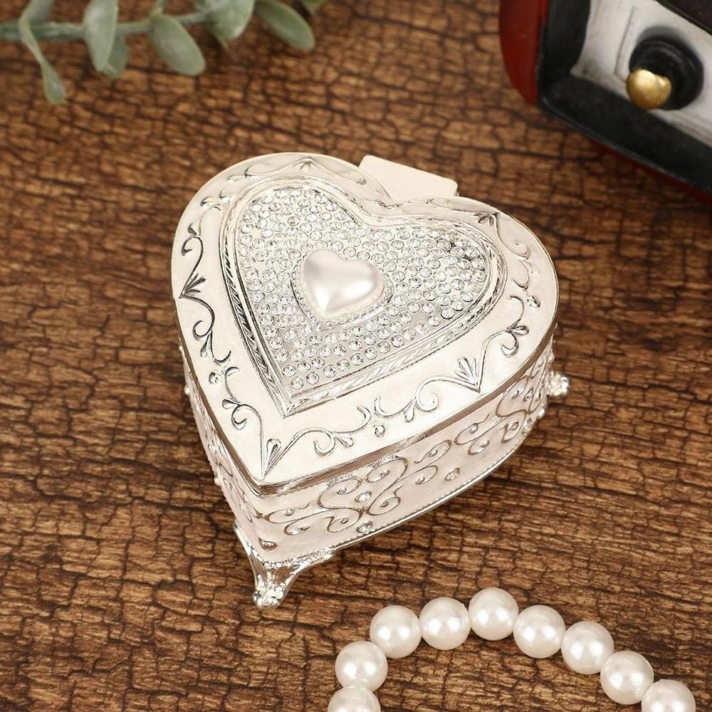 Zinc Zinc Zinc Alloy Retro Jewelry Container European Style Trinket Case Fashion Heart Jewelry Box Gifts