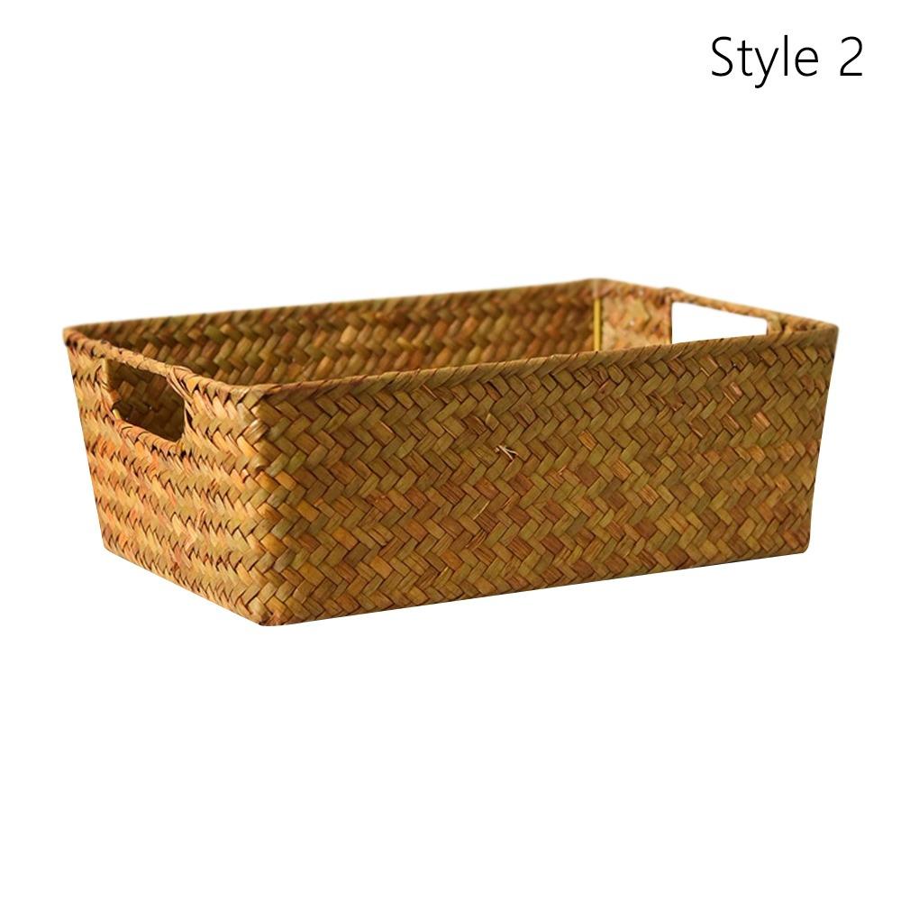 Con Asas Cesta de Almacenamiento de Ratán Ratán Natural Tejido Contenedor de Almacenamiento Organización de Cocina