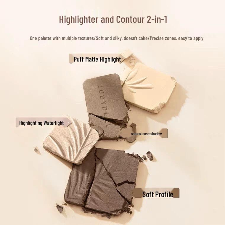 Judydoll Orange Blossom Matte Highlighter & Contour Palette - 4-in-1 Face and Nose Shade Set