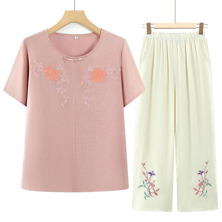 

2026 Summer Set: Women s Short-Sleeve T-Shirt for Middle-Aged and Elderly (50s-60s) XL фіолетовий