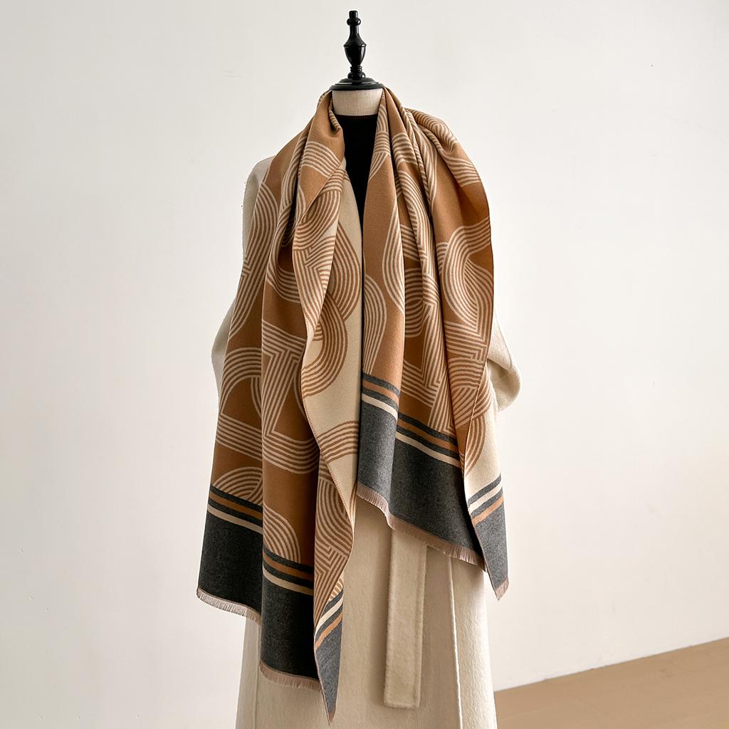 Women Winter Scarf Pashmina Shawls Lady Wraps Thick Warm Striped Pattern Bufanda Echarpe Female Cashmere Imitation Stoles