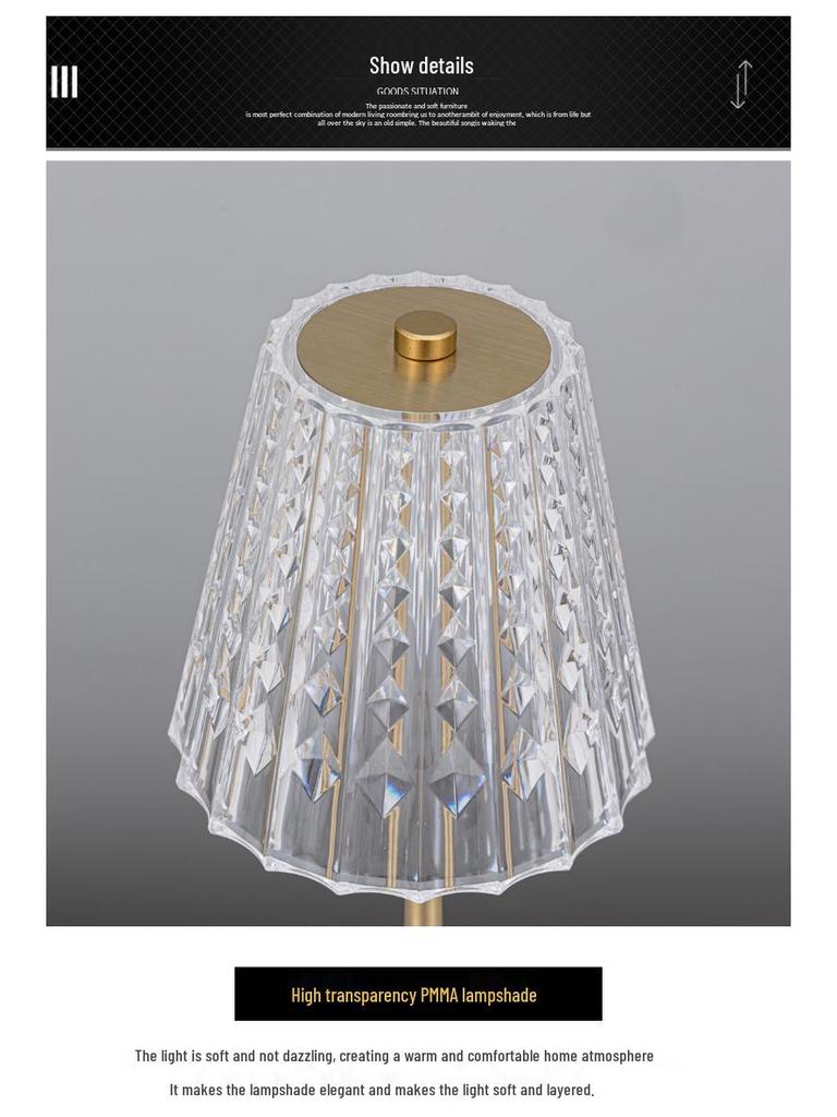 Touch-Control LED Crystal Night Light - Rechargeable, Adjustable Three-Color Dimming for a Creative Atmosphere