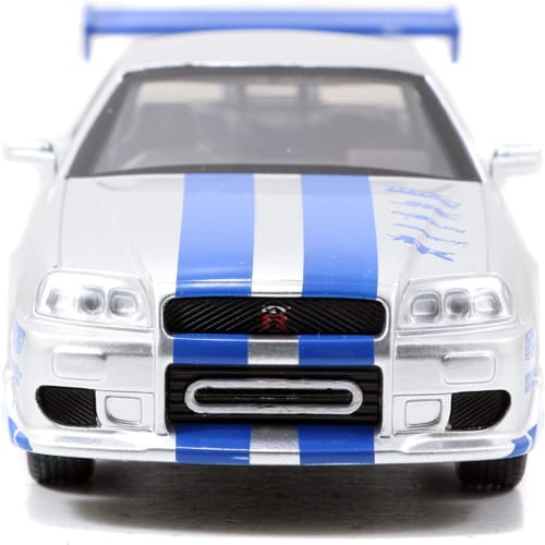 Fast & Furious Brian's Nissan Skyline GT-R R34 Silver & Nissan GT-R R34 Blue 1:32 Die-cast Car, Toys for Kids and Adults Product Category: Die-cast