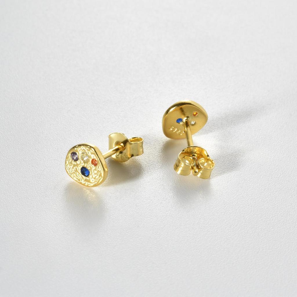 ANDYWEN 925 Sterling Silver A Pair Of Gold Faux Zircon Stud Earring Luxury Fine Jewelry For Women