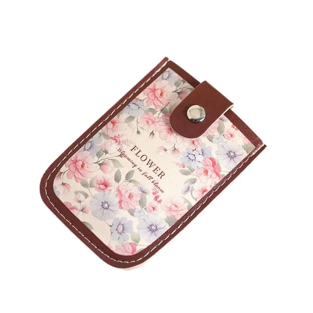 Laminated Concealed Mini Card Wallet Pull-out Type ID Card Holder 5 Card Pockets PU Leather Business Card Case
