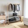 Bamboo Clothes Rack with Shelves and Casters 132 X 45.5 X 155.5 Cm
