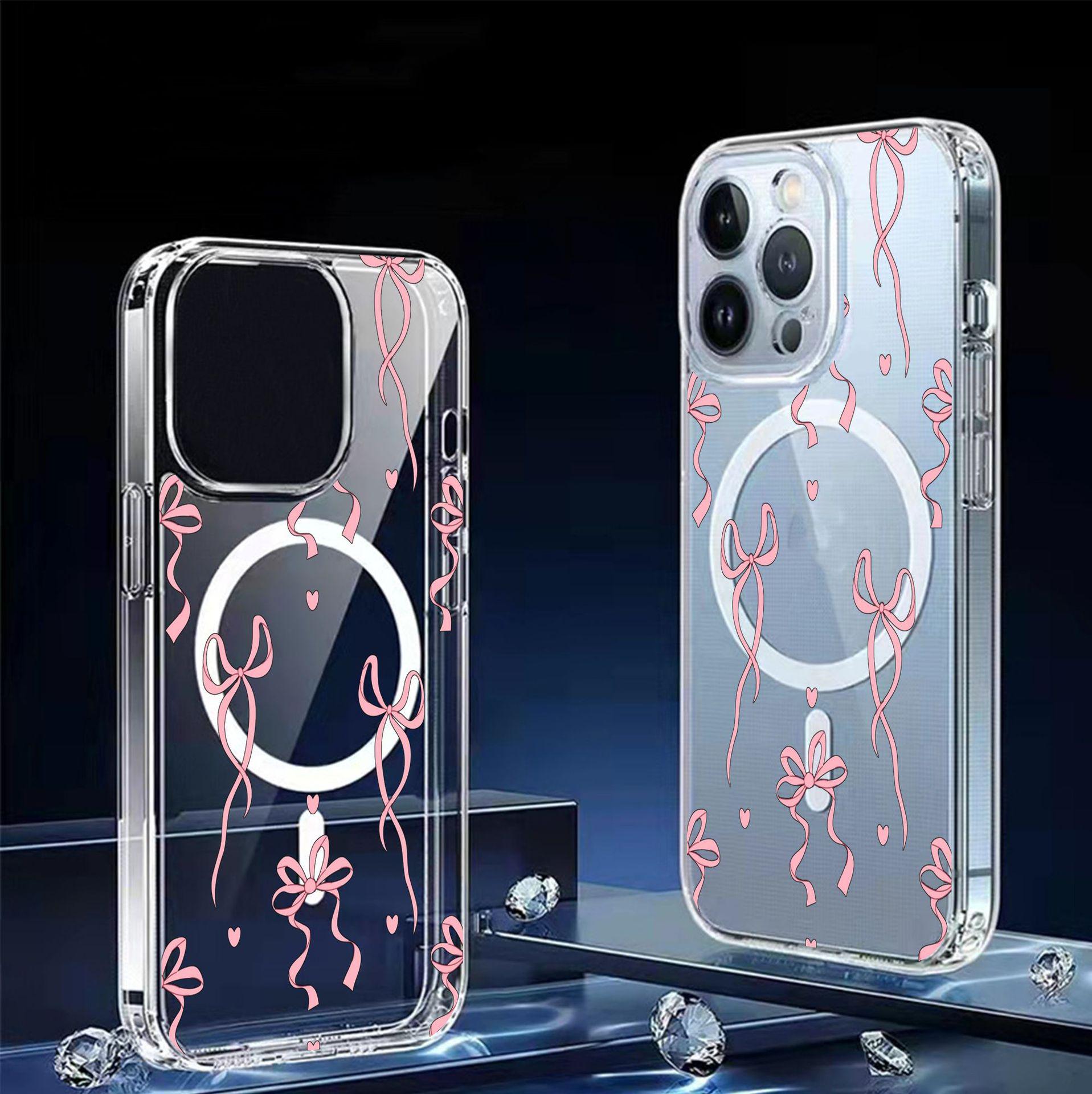 

Магнітний бант-стрічка Прозорий чохол для iPhone 15/16/17 Pro Max - Повне покриття 7/8/SE2/SE3 прозорий