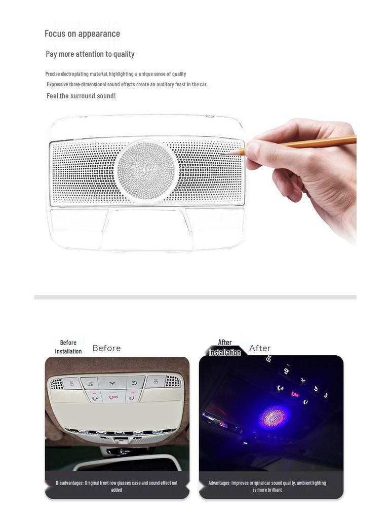 Mercedes-Benz C-Class, GLC, E-Class Roof Sunglasses Holder with Reading Light & Ambient Light Integration