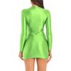 Glänzende Damenkleider, langärmelig, figurbetontes Kleid, Nachtwäsche, dehnbar, Stehkragen, enge Partykleider