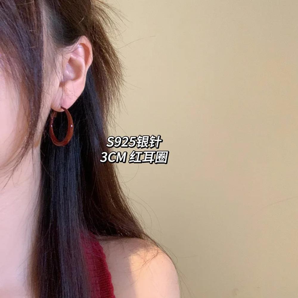 New Wine Red Velvet Rose Pearl Earrings for Women Vintage Red Rose Elegant High-end Studs Earrings Jewelry Accessories