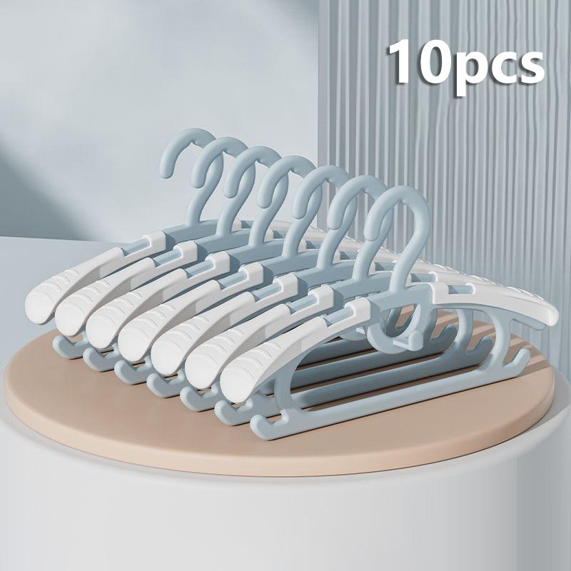 10Pcs Child Wide Shoulder Thickened Non-Slip Clothes Hanger Household Clothes Rack Clothes Drying Rack Plastic Clothes Hanger