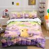 Dog-Themed Spring Field Decor Soft Comfortable Duvet Cover Bedding Set Included 1*Duvet Cover & 2*Pillowcases, Gift