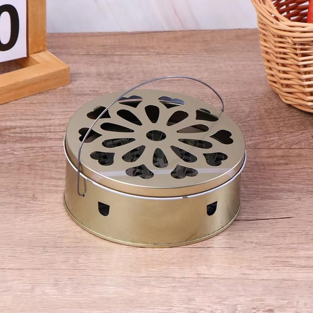 with Handle Lid Incense Burner Box Hollow Out Insect Repellent Tray Mosquito Coil Holder Summer