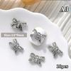 10Pcs Silver Alloy Nail Art Bow Charms Accessories Parts For Manicure Decorate Retro Nails Decoration Design Supplies